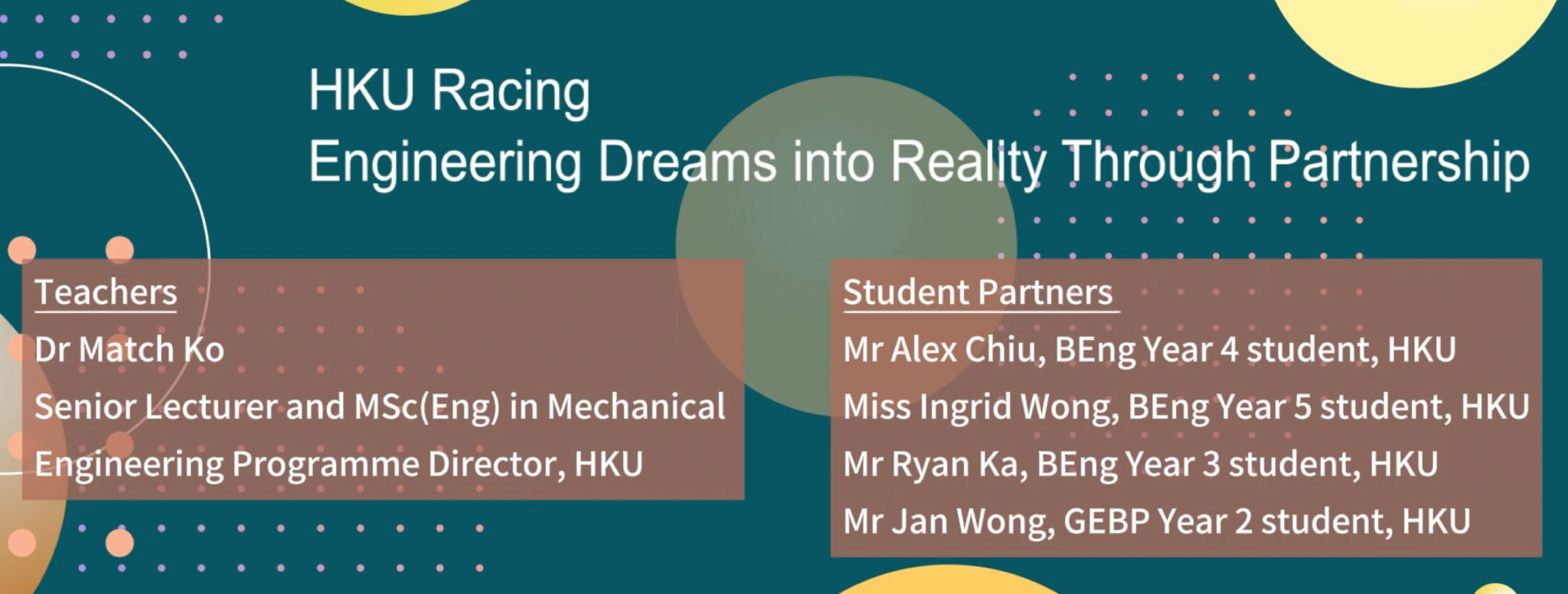 HKU Racing : Engineering Dreams into Reality Through Partnership