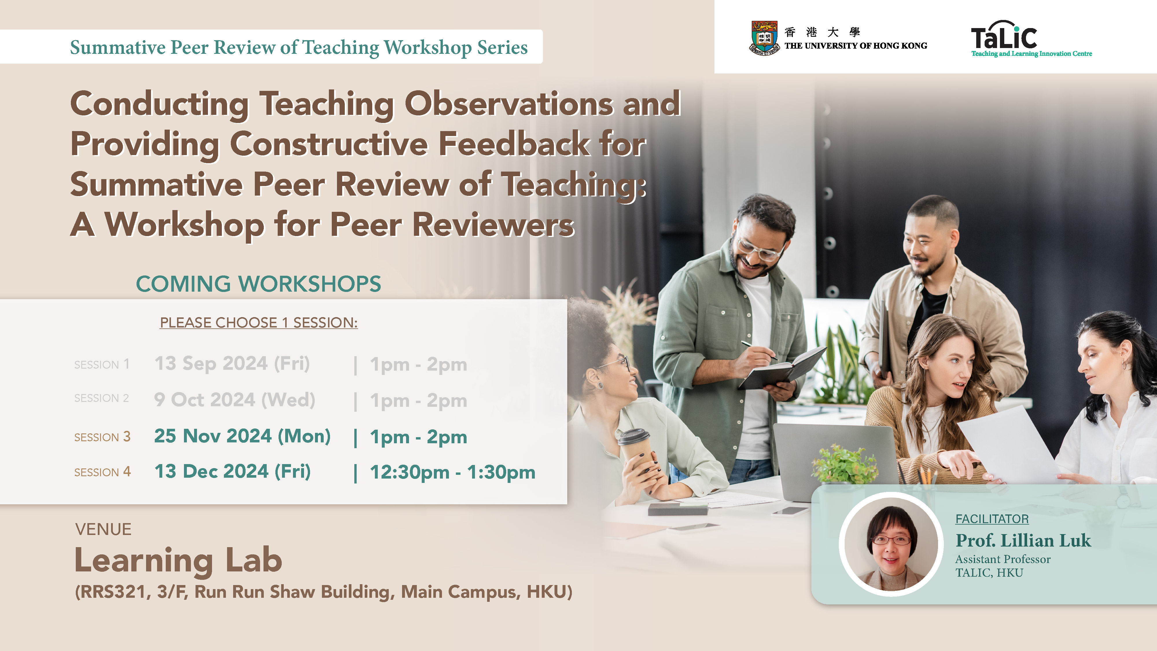 Conducting Teaching Observations and Providing Constructive Feedback for Summative Peer Review of Teaching: A Workshop for Peer Reviewers