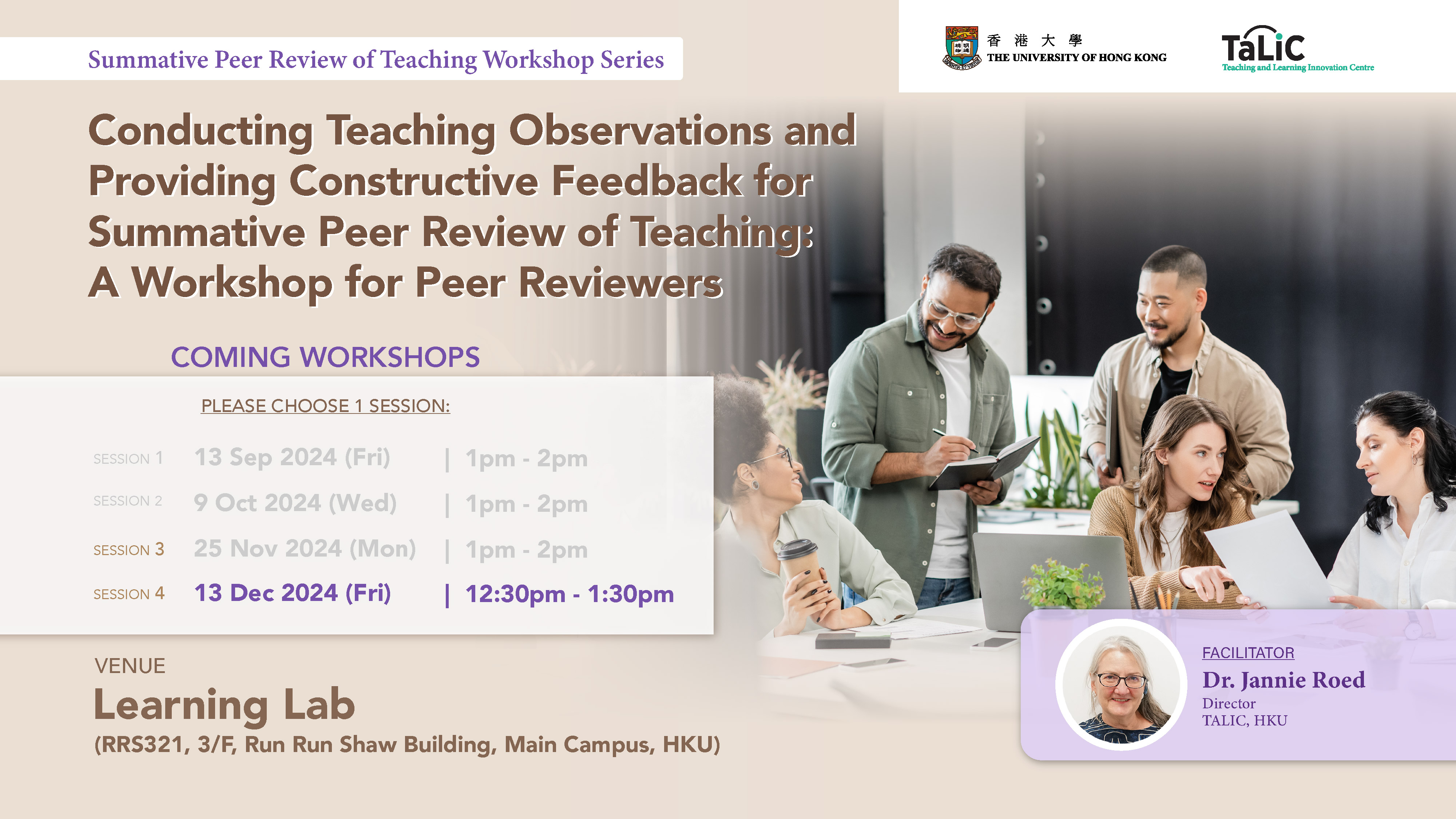 Conducting Teaching Observations and Providing Constructive Feedback for Summative Peer Review of Teaching: A Workshop for Peer Reviewers