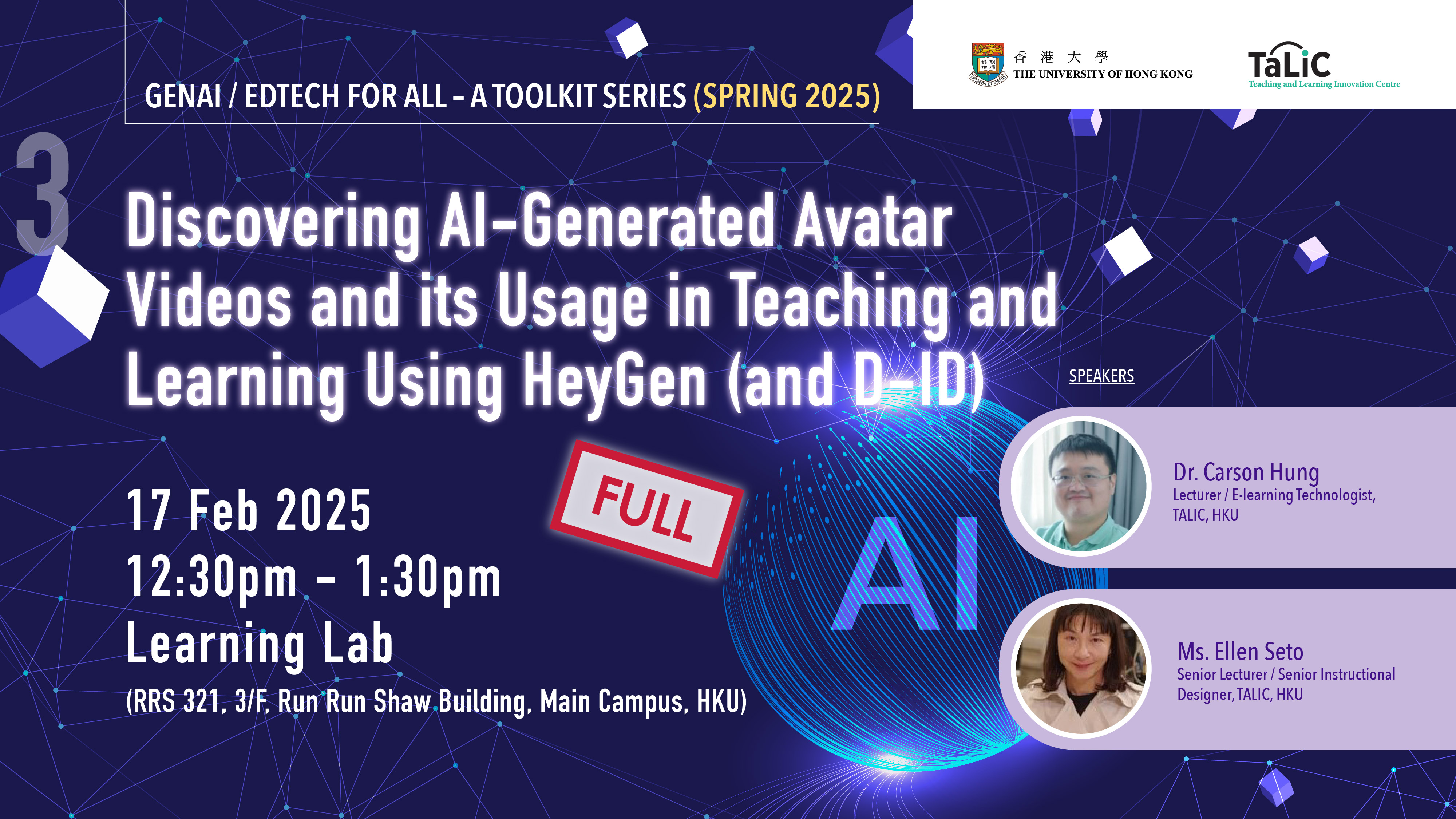 Workshop 3 - Discovering AI-Generated Avatar Videos and its Usage in Teaching and Learning Using HeyGen (and D-ID)